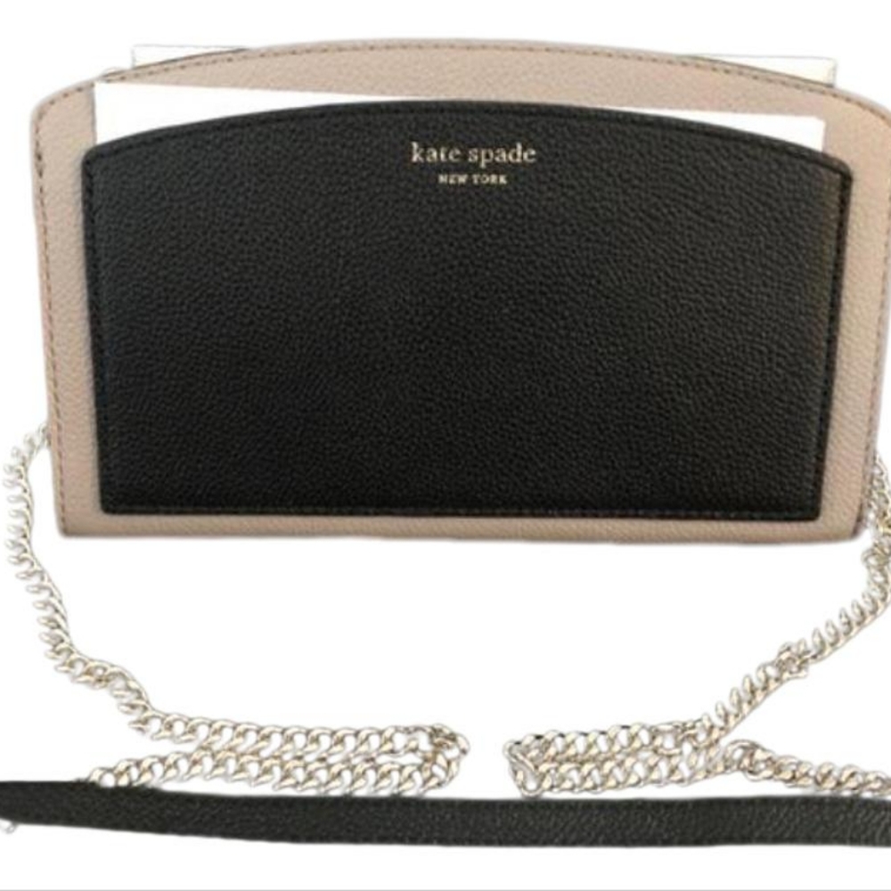 Kate Spade Black Cream Leather Crossbody Bag